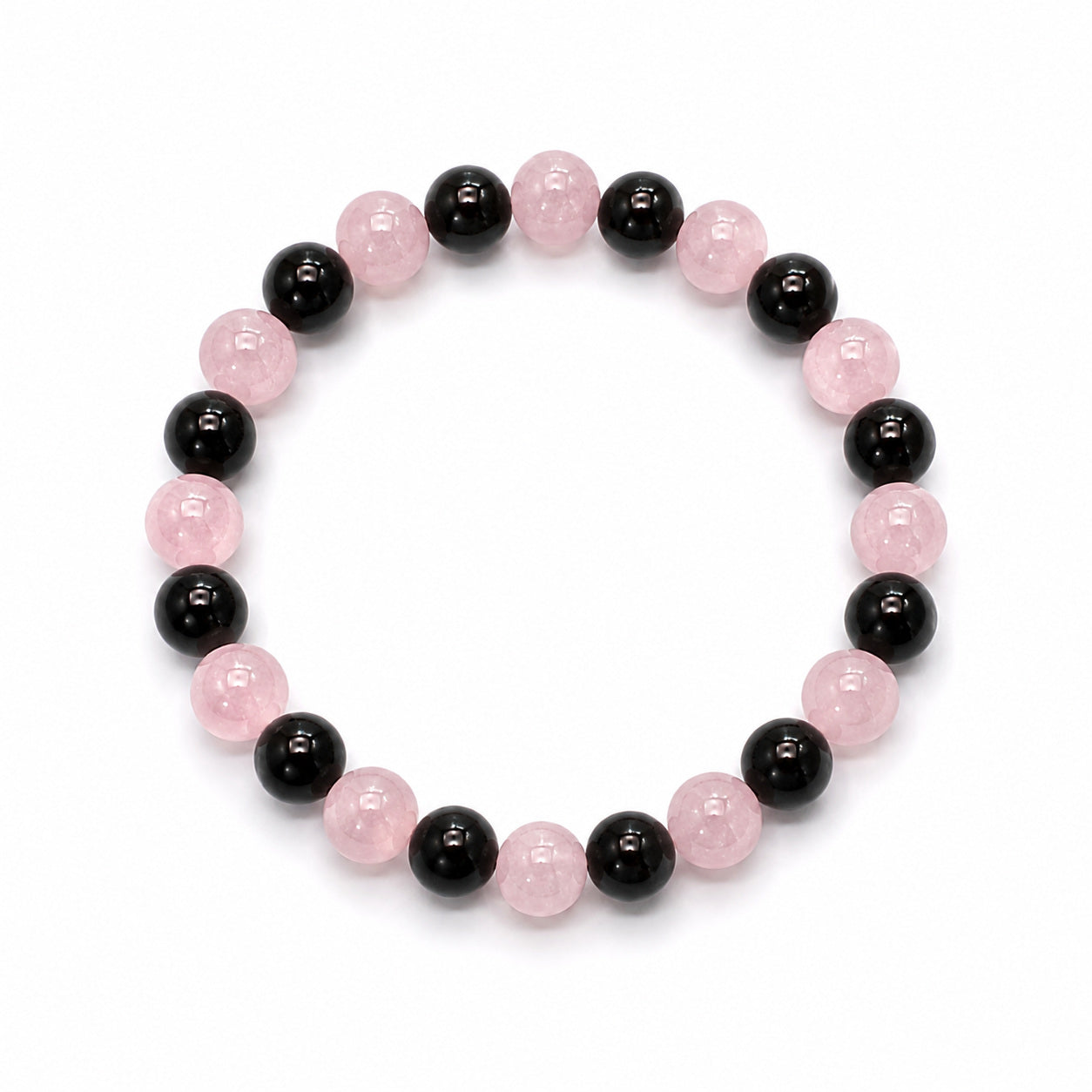 Love & Protection Bracelet — Black Onyx + Rose Quartz beaded bracelet