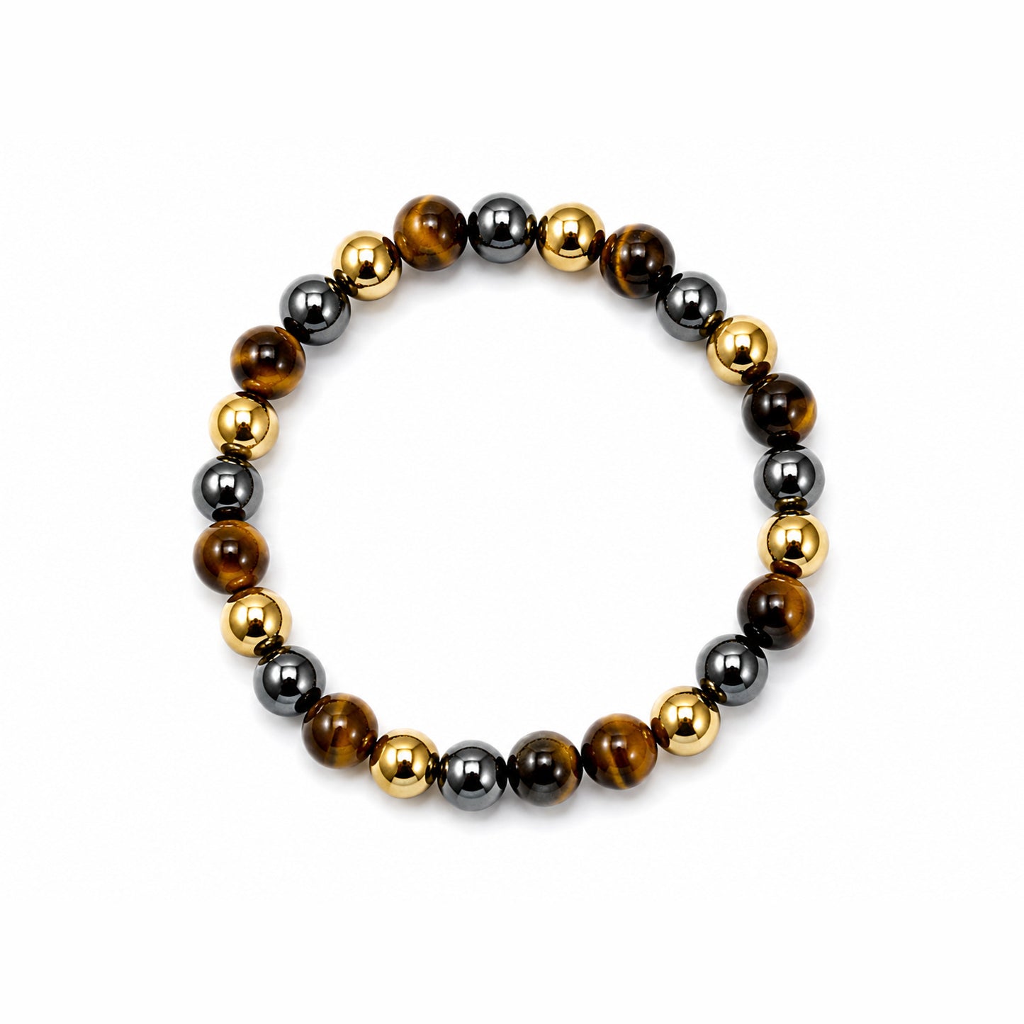 Tiger Eye Power & Protection Bracelet — Tiger Eye + Hematite + Gold-tone Hematite/Metal Beads beaded bracelet