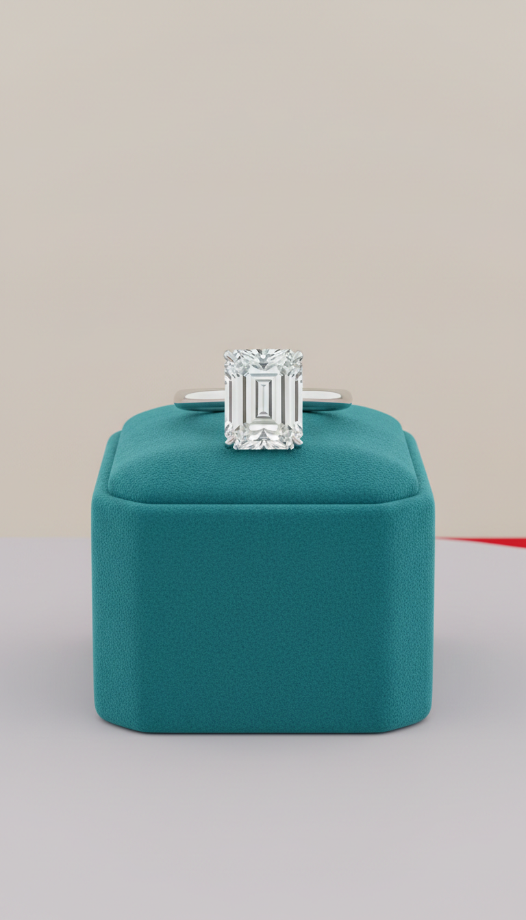 Emerald-cut diamond solitaire ring