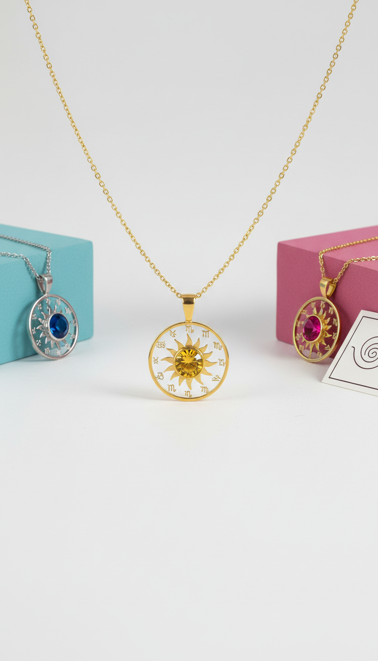 Solar Citrine Zodiac Necklace